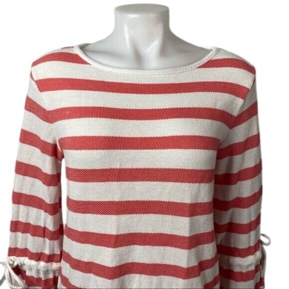 Caslon Pink White Striped Bell Sleeve Dress Gogo Style Oversized Sweater Dress S - Picture 6 of 13